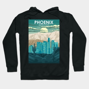 Phoenix Arizona United States Vintage Minimal Retro Travel Poster Hoodie